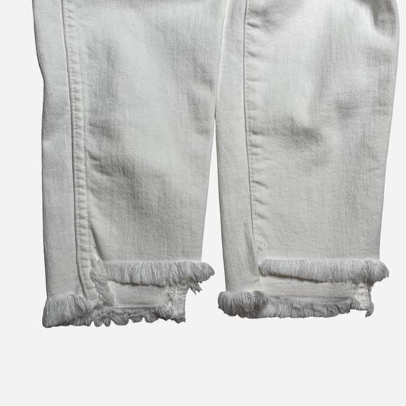 Madewell 10” High Rise Skinny Jeans 26 White Crop Raw Hem Button Front - Picture 5 of 16